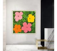 SDVIB Andy Warhol《Fleurs》Toile Peinture à l'huile Affiche Décorative Impression Photo Décoration Murale Décoration de La Maison Oeuvre Murale 65x65cm Sans Cadre