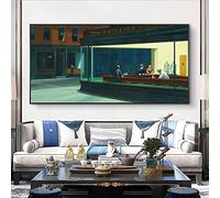 SDVIB Célèbre Peinture Nighthawks Par Edward Hopper Toile Peinture Art Affiches et Gravures Mur Art Photos pour Salon Décor 50x100 cm Sans Cadre