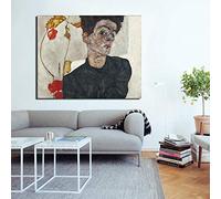 SDVIB Egon Schiele Autoportrait Avec Lanterne Chinoise Plante Toile Peinture Imprimer Salon Décor À La Maison Moderne Mur Art Peinture À L'huile 80x120cm Sans Cadre
