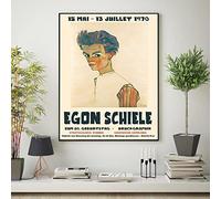 SDVIB Egon Schiele Exposition Toile Peinture Portrait Wall Art 1970 Musée Affiches et Gravures Mur Photos pour Salon Décor 70x100cm Sans Cadre