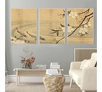 SDVIB Fleur De Cerisier Et Poisson Affiche Imprimer Oriental Japonais Koi Toile Peinture Nature Mur Art Photos Salon Décor À La Maison 50x70cm-3Pieces Sans Cadre