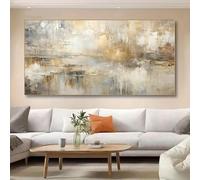 SDVIB Impression sur toile abstraite à texture dorée neutre, poster horizontal, style minimaliste moderne, décoration murale (90 x 180 cm/sans cadre)