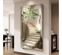 SDVIB Impression sur toile d'un escalier vers la verdure, tableau mural moderne sur toile pour la décoration du salon, de la chambre et de la maison (40 x 80 cm/sans cadre)