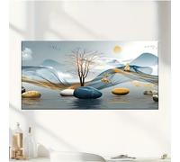 SDVIB Impression sur toile « Faon doré au bord du lac » - Décoration murale moderne représentant un paysage pour le salon, la chambre ou le bureau (50 x 100 cm/Sans cadre)