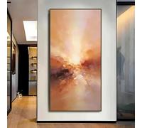 SDVIB Impression sur toile, tableau abstrait vertical représentant un lever de soleil, peinture à l'huile texturée aux chaudes lueurs orangées, décoration intérieure (30 x 60 cm/sans cadre)