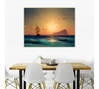 SDVIB Ivan Aivazovsky Coucher de soleil sur Ischia Peinture à l'huile sur toile classique Home Living Room Decor Wall Art Impressions sur toile 60x80cm sans cadre
