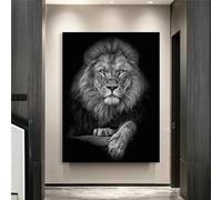 SDVIB Lion noir et blanc impression affiche animal mur art impressions inspirantes motivation scandinave toile peinture décor 70x100 cm sans cadre