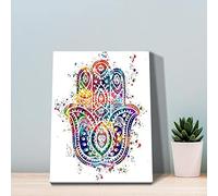 SDVIB Main de Fatima aquarelle mur Art photo toile affiche pépinière impression minimaliste peinture nordique chambre décor15.7 "x 19.6" (40x50cm) pas de cadre