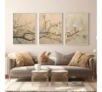 SDVIB Peintures décoratives aquarelles bohèmes représentant des branches fleuries, affiches sur toile pour la décoration de la chambre ou de la maison (30 x 40 cm / 3 pièces sans cadre)