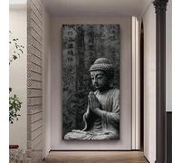 SDVIB Statue de Bouddha moderne, calligraphie chinoise, impression sur toile, art mural pour salon, décoration zen et méditation (30x60cm/sans cadre)