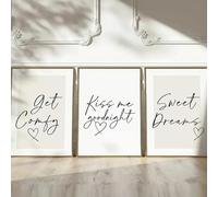 SDVIB Tableau sur toile moderne et simple sur le thème de l'amour, affiche avec texte noir pour la décoration murale du salon, de la chambre et de la salle à manger (30x40cm/3 pièces sans cadre)