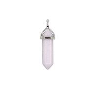 SDVUAHUJ Pendentif hexagonal en pierre de 14 couleurs, collier en cristal, chaîne de pull, pendentif à pointe de quartz, 41 x 10 mm, 1 pièce(Rose quartz-1pc)