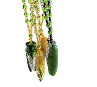 SDWGSD Pendentif amulette porte-bonheur en jade sculpté en forme de cigale, collier en jade, collier porte-bonheur pour protéger les mauvais esprits, cadeau inspirant pour homme et femme, Bois de oud