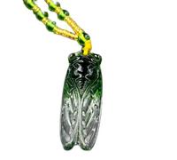 SDWGSD Pendentif amulette porte-bonheur en jade sculpté en forme de cigale, collier en jade, collier porte-bonheur pour protéger les mauvais esprits, cadeau inspirant pour homme et femme, Bois de oud