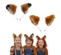 SDXCJY Bandeau oreilles de renard pelucheux, accessoire de costume d'animaux en fourrure synthétique pour Halloween, fête de Noël, déguisement, spectacle de scène (marron)