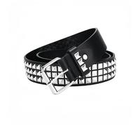 SDXCJY Ceinture cloutée à rivets - Ceinture gothique pyramide carrée en cuir PU vintage rock avec œillets pour jeans rockwear femme/homme, Noir , 110 cm