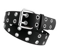 SDXCJY Ceinture punk rock à double œillet riveté - Accessoire tendance en cuir synthétique pour homme et femme parfait pour les styles gothiques, punk et Halloween