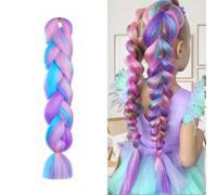 SDXCJY Cheveux synthétiques colorés jumbo pour femme - 1 bouquet de 61 cm/122 cm - Extension de cheveux synthétiques colorés pour tressage (multicolore)