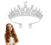 SDXCJY Diadème en cristal argenté avec peigne en strass pour femmes et filles - Tiare princesse reine - Couronne en cristal - Couronne en strass pour fête d'anniversaire et mariage, taille unique,