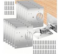 SDXCJY Lot de 10 plaques de réparation de charnières pour charnières de portes d'armoires de cuisine avec trou - Kit de réparation de charnières en acier inoxydable pour meubles de cuisine - Argenté
