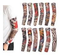 SDXCJY Lot de 12 manchons de tatouage pour homme et femme - Manches élastiques en nylon - Pour Halloween, tatouage, hip-hop, protection contre le soleil, 12 pièces., 38cm/15*8.5cm/3.4''