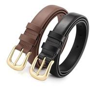 SDXCJY Lot de 2 ceintures en cuir PU, ceintures réglables en cuir pour femme, boucle ardillon solide, ceinture fine en cuir tendance, accessoires pour femme, ceinture fine pour jeans et pantalons