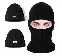 SDXCJY Lot de 2 paires de cagoules de ski thermiques - Un bonnet pour deux usages, multifonctionnel, respirant et coupe-vent pour l'extérieur, bonnet pour sports d'hiver., Noir , Taille unique