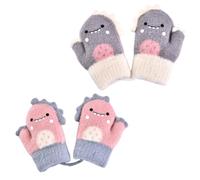 SDXCJY Lot de 2 paires de moufles d'hiver chaudes pour bébé de 0 à 2 ans, moufles sur ficelle pour tout-petits en tricot pour garçons et filles, Rose + gris., 11*4
