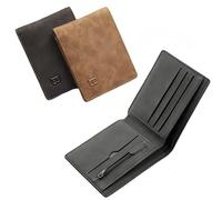 SDXCJY Lot de 2 portefeuilles en cuir pour homme, design fin et minimaliste avec porte-cartes - Idéal pour le travail, les voyages d'affaires, la fête des pères, un cadeau d'anniversaire pour papa