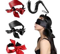 SDXCJY Lot de 3 bandeaux pour les yeux en satin de soie et cuir - Masque de sommeil lisse pour les jeux de sommeil - 150 cm