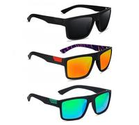 SDXCJY Lot de 3 lunettes de soleil polarisées pour homme et femme, protection UV400, monture légère rétro, idéales pour la conduite, le cyclisme et la pêche, Noir, vert, orange
