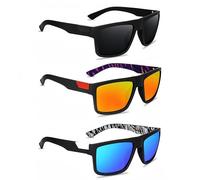 SDXCJY Lot de 3 lunettes de soleil polarisées pour homme et femme, protection UV400, monture légère rétro, idéales pour la conduite, le cyclisme et la pêche, Noir, bleu, orange