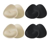 SDXCJY Lot de 4 paires de coussinets de soutien-gorge, coussinets amovibles confortables pour femme, inserts adhésifs pour soutien-gorge push-up pour bikini sport, Noir/beige, taille unique