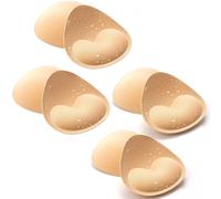 SDXCJY Lot de 4 paires de coussinets de soutien-gorge imperméables et amovibles pour soutien-gorge push-up pour femme, beige, taille unique