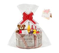 SDXCJY Paniers-cadeaux vides, 1 ensemble de grands paniers-cadeaux tissés avec poignées, nœuds à tirer et papier déchiqueté à remplir pour une baby shower, Noël, anniversaire, mariage.