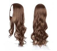 SDXCJY Perruque ondulée pour femme et fille - Longue perruque bouclée et complète - Cheveux synthétiques châtain clair de 68 cm de long - Parfaite pour les fêtes cosplay et un usage quotidien (marron