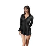 SDXCJY Sous-vêtements sexy pour femme, lingerie sexy, chemisier transparent pour femme, chemise de nuit transparente, nuisette sexy pour femme avec haut en maille, chemise de nuit de mariée., Noir , L