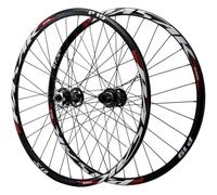 SDYAYFGE Roues De VTT avec Axe Traversant Et Frein À Disque, Moyeu À 32 Boulons 26 27,5 29 Pouces, Avant 2 À L'Arrière 4 Roulements, Paire De Roues en Aluminium, 7-12 Vitesses,Black Red,26inch