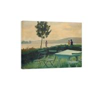 SDYSKKUG Albert Marquet Célèbre Tableau. Impression sur Toile. Terrasse du Vieux-Port. Reproductions Affiche pour Salon Chambre Décoration 100x80cm Cadre Intérieur