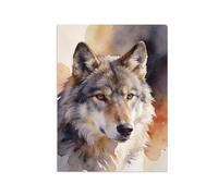 SDYSKKUG Aquarelle Animal Tableau Décoration Murale Salon. Loup. Moderne Impressions sur Toile. Minimaliste Chambre Ferme 65x50cm Sans Cadre