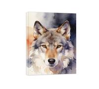 SDYSKKUG Aquarelle Animal Tableau Décoration Murale Salon. Portrait Loup. Moderne Impressions sur Toile. Minimaliste Chambre Ferme 50x40cm Cadre Intérieur