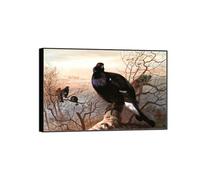 SDYSKKUG Archibald Thorburn Impression sur Toile. Célèbre Tableau Décoration Salon. Perchoir du soir. Animaux Affiche 120x80cm Cadre Noir