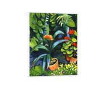 SDYSKKUG August Macke Célèbre Tableau Décoration Murale Salon. Flowers in Garden. Impressions sur Toile. Moderne D'art Peinture Reproduction 105x80cm Cadre Blanc