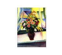 SDYSKKUG August Macke Célèbre Tableau Décoration Murale Salon. Still Life Flowers. Impressions sur Toile. Moderne D'art Peinture Reproduction 42x30cm Sans Cadre