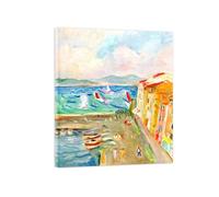 SDYSKKUG Charles Camoin Impression sur Toile. Célèbre Peinture. Régate à Saint-Tropez. Tableau Décoration Salon. Reproductions 72x60cm Cadre Intérieur