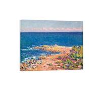 SDYSKKUG Claude Monet Tableau. Célèbre Impression sur Toile. Méditerranée. Affiche Mural Décoration Salon Chambre Maison 72x60cm Cadre Intérieur