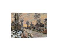 SDYSKKUG Claude Monet Tableau. Célèbre Impression sur Toile. Route au soleil couchant. Affiche Mural Décoration Salon Chambre Maison 70x50cm Cadre Intérieur