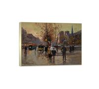 SDYSKKUG Edouard Cortes Célèbre Tableau Impression sur Toile. Reproduction de Peinture. Notre-Dame de Paris. Argenté Champagne Cadre Affiche Décoratio Salon 45x30cm18x12in