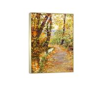 SDYSKKUG Egon Schiele Impression sur Toile Décoration. Ruisseau Sinueux. Célèbre Peinture Reproduction. Tableau Murale Salon Maison 100x70cm Cadre Argenté