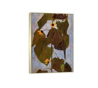 SDYSKKUG Egon Schiele Impression sur Toile Décoration. Tournesol I. Célèbre Peinture Reproduction. Tableau Murale Salon Maison 85x60cm Cadre Argenté